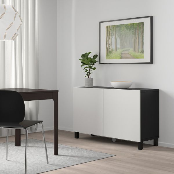 Комбинация для хранения с дверцами, черно-коричневый/Лаппвикен светло-серый 120x40x74 см IKEA БЕСТО 792.466.45 - фото 2