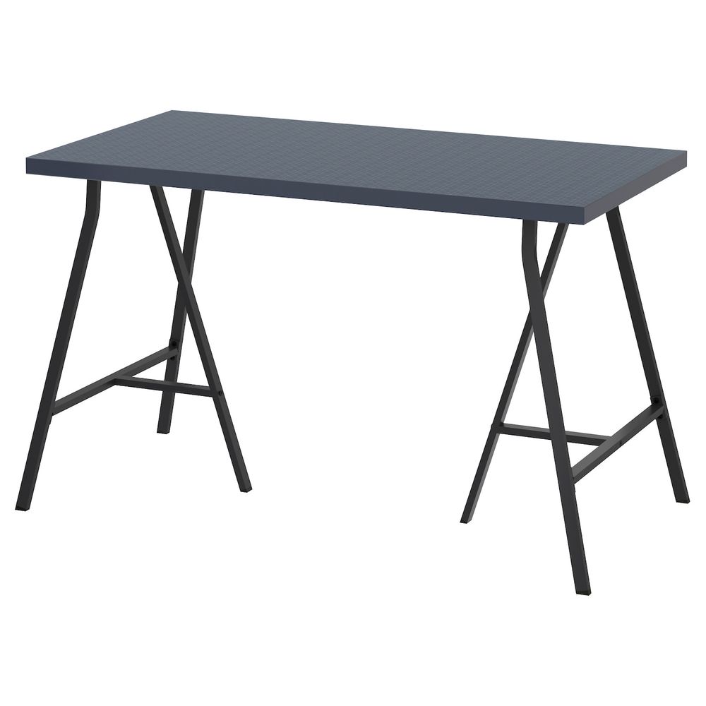 Стол, геометрический синий, серый 120x60 см IKEA ЛИННМОН / ЛЕРБЕРГ 092.793.47 - фото 1