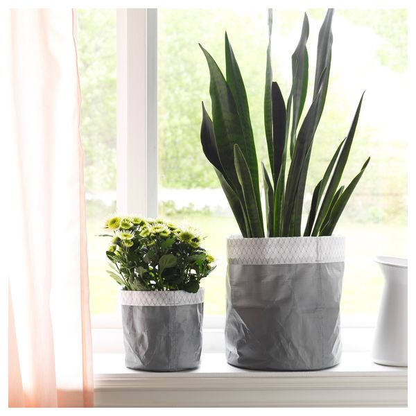 Кашпо,2 штуки КОЛОКВИНТ, серый - фото 2