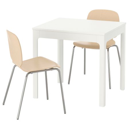 Стол и 2 стула ЭКЕДАЛЕН / СВЕН-БЕРТИЛЬ, белый, береза (80/120 см)