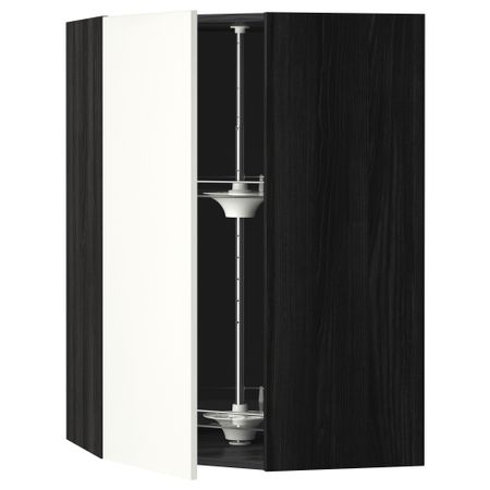 Угловой навесной шкаф с вращающейся секцией МЕТОД, черный, Хэггеби белый