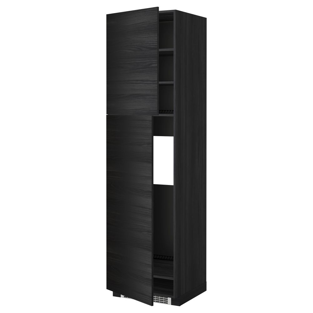 Высокий шкаф для холодильника, 2 дверцы МЕТОД, черный, Тингсрид черный - схема-чертеж с размерами