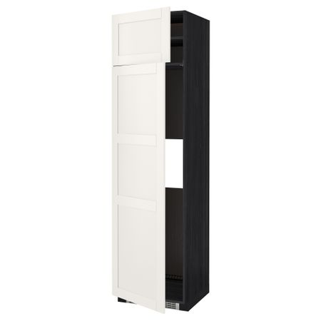 Высокий шкаф для холодильника или морозильник МЕТОД, черный, Сэведаль белый