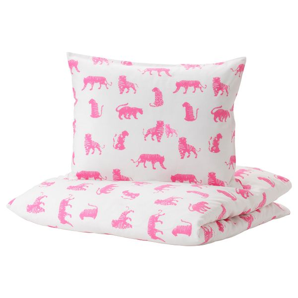 Пододеяльник и 1 наволочка, тигр, розовый 150x200/50x70 см IKEA УРСКОГ 504.027.59 - схема-чертеж с размерами