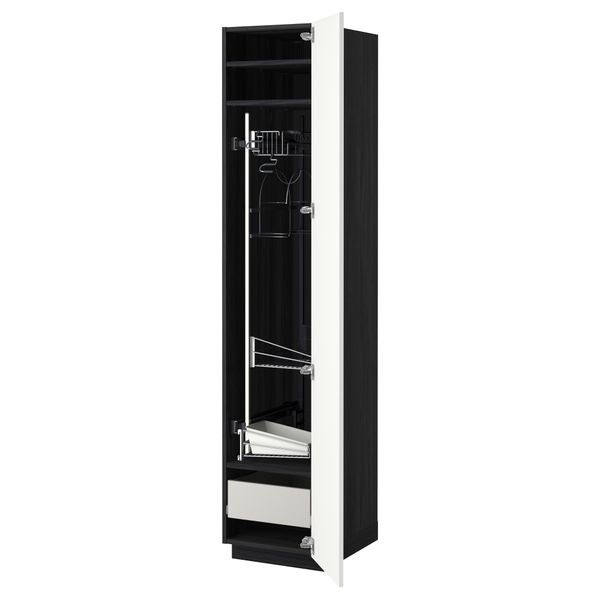 Высокий шкаф с отделением для аксессуаров, для уборки МЕТОД / ФОРВАРА, черный, Хэггеби белый - фото 1