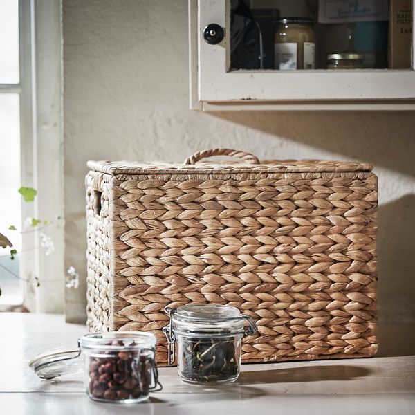 Коробка с крышкой, водный гиацинт 35x25x25 см IKEA INSVEP ИНСВЕП 604.768.01 - фото 3