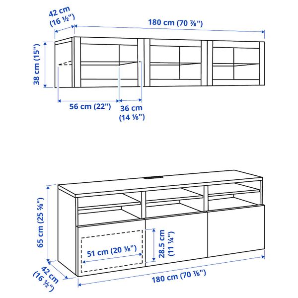 IKEA в интерьере - схема-чертеж с размерами