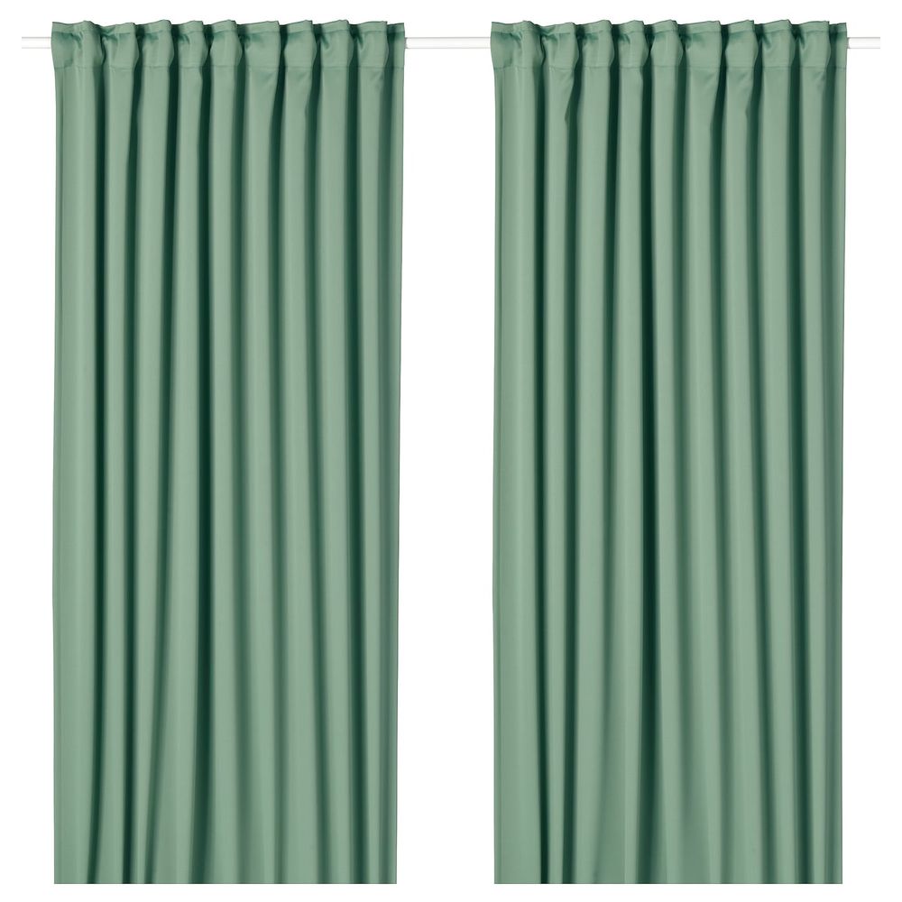 Гардины, блокирующие свет, 2 шт., зеленый 145x300 см IKEA MAJGULL МАЙГУЛЛ 804.178.01 - фото 1
