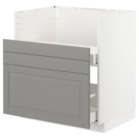Шкаф под мойку БРЕДШЁН/2фасада/2ящика, белый/Будбин серый 80x60 см IKEA METOD МЕТОД 292.982.41