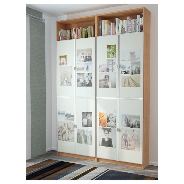 Стеллаж БИЛЛИ / МОРЛИДЕН, дуб (160x237x28 см) - схема-чертеж с размерами