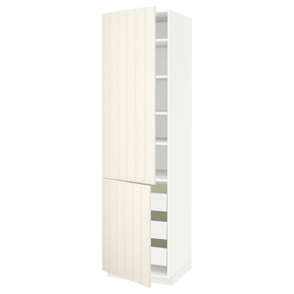 Высокий шкаф + полки, 3 ящика, 2 дверцы МЕТОД / ФОРВАРА, белый, Хитарп белый с оттенком - схема-чертеж с размерами