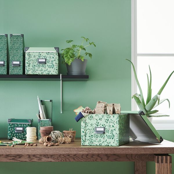 Коробка с крышкой, светло-зеленый/цветочный орнамент 25x36x20 см IKEA FJÄLLA ФЬЕЛЛА 404.650.78 - фото 3