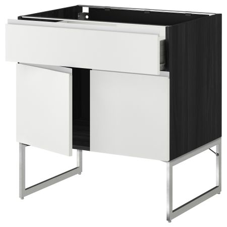 Напольный шкаф, полки, ящик, 2 двери МЕТОД / ФОРВАРА, черный, Нодста белый