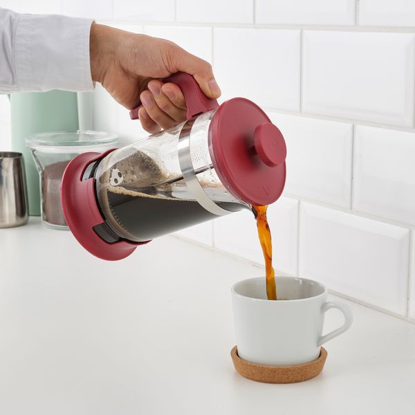 Кофе-пресс, заварочный чайник, стекло/красный 1 л IKEA UPPHETTA УПХЕТТА 204.737.48 - схема-чертеж с размерами