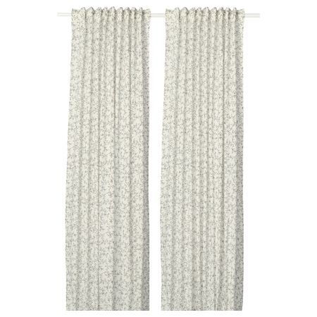 Гардины, 2 шт., белый, серый 145x300 см IKEA BRANDNÄVA БРАНДНЭВА 304.596.00