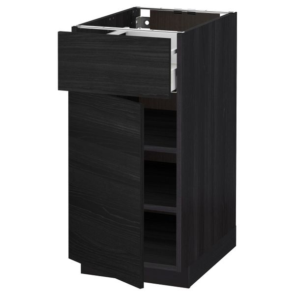 Напольный шкаф с ящиком/дверью, черный, Тингсрид черный 40x60 см IKEA МЕТОД / МАКСИМЕРА 692.356.47 - схема-чертеж с размерами
