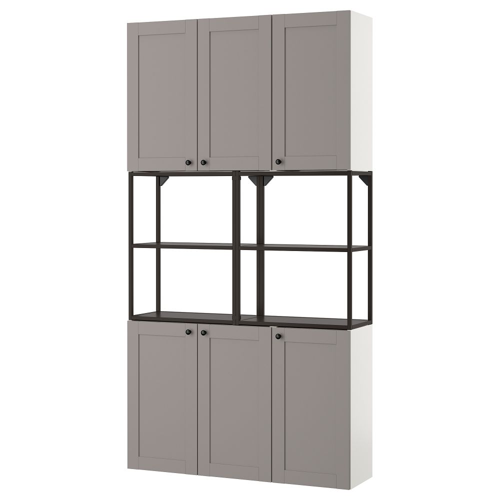 Комбинация для хранения, антрацит, серый каркас, 120x32x225 см IKEA BEGIVENHET БЕГИВЕНХЕТ 093.314.25 - фото 1
