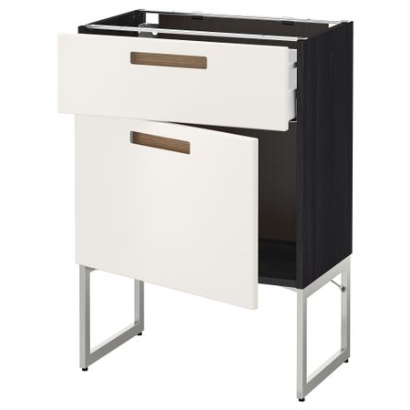 Напольный шкаф с ящиком, дверью МЕТОД / МАКСИМЕРА, черный, Мэрста белый