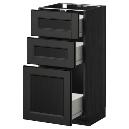 Напольный шкаф с 3 ящиками МЕТОД / ФОРВАРА, черный, Лаксарби черно-коричневый