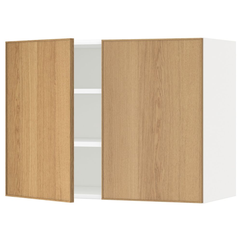 Навесной шкаф с полками/2дверцы, белый/Экестад дуб 80x60 см IKEA METOD МЕТОД 692.256.34 - схема-чертеж с размерами