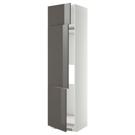 Высокий шкаф для холодильника или морозильника, с 3 дверями МЕТОД, белый, Рингульт серый