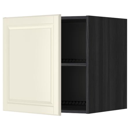 Верхний шкаф на холодильник, морозильник МЕТОД, черный, Будбин белый с оттенком
