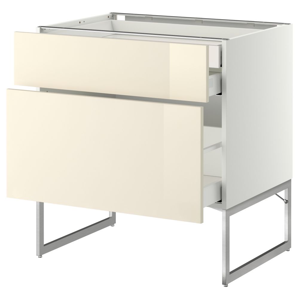 Напольный шкаф 2 фронтальных панели, 2 нижних,1 встроенный ящик МЕТОД / МАКСИМЕРА, белый, Рингульт кремовый - схема-чертеж с размерами