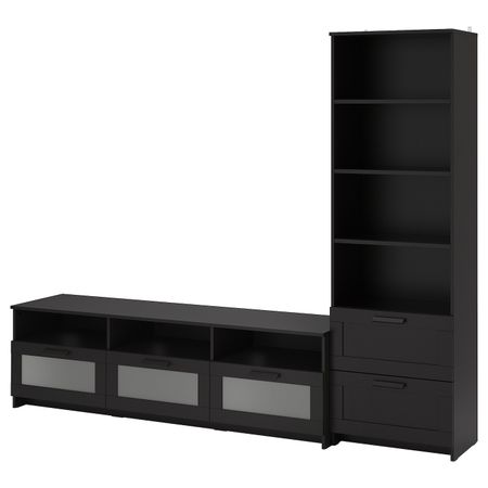Шкаф для ТВ, комбинация, черный 240x41x190 см IKEA BRIMNES БРИМНЭС 494.772.46