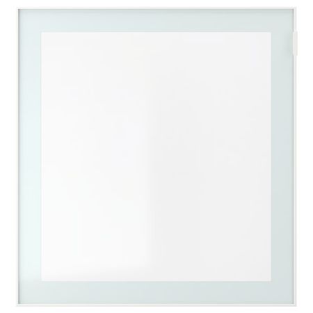 GLASSVIK Стеклянная дверь - белый/светло-зеленый прозрачное стекло 60x64 см