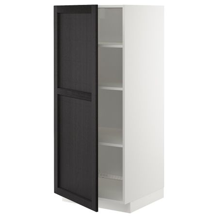 Высокий шкаф с полками, белый/Лерхюттан черная морилка 60x60x140 см IKEA METOD МЕТОД 592.584.27