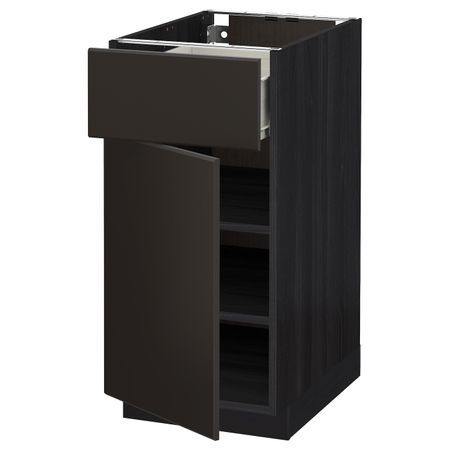 Напольный шкаф с ящиком/дверью, черный/Кунгсбакка антрацит 40x60 см IKEA МЕТОД / ФОРВАРА 092.204.65
