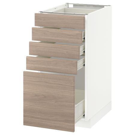 Напольный шкаф с 5 ящиками МЕТОД / ФОРВАРА, белый, Брокхульт светло-серый