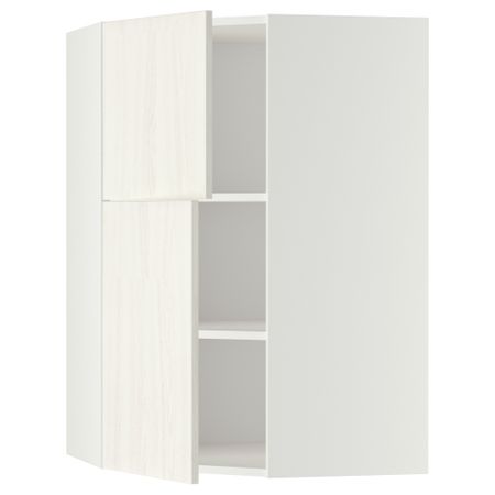 Угловой навесной шкаф + полки, 2 дверцы МЕТОД, белый, Росдаль белый (68x100 см)