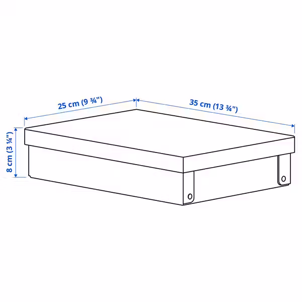 GÄRDESGÅRD ГЭРДЕСГОРД Коробка с крышкой - естественный 25x35x8 см - схема-чертеж с размерами