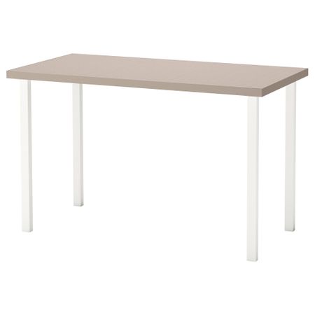 Стол ЛИННМОН / ГОДВИН, геометрический бежевый, белый (120x60 см)