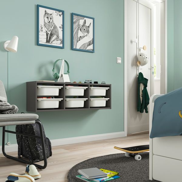 Настенный модуль для хранения, серый-белый, 99x21x30 см IKEA TROFAST ТРУФАСТ 795.754.91 - фото 2