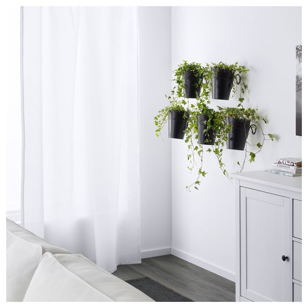 Кашпо с держателем СКУРАР, д/дома/улицы, черный (15 см) - схема-чертеж с размерами