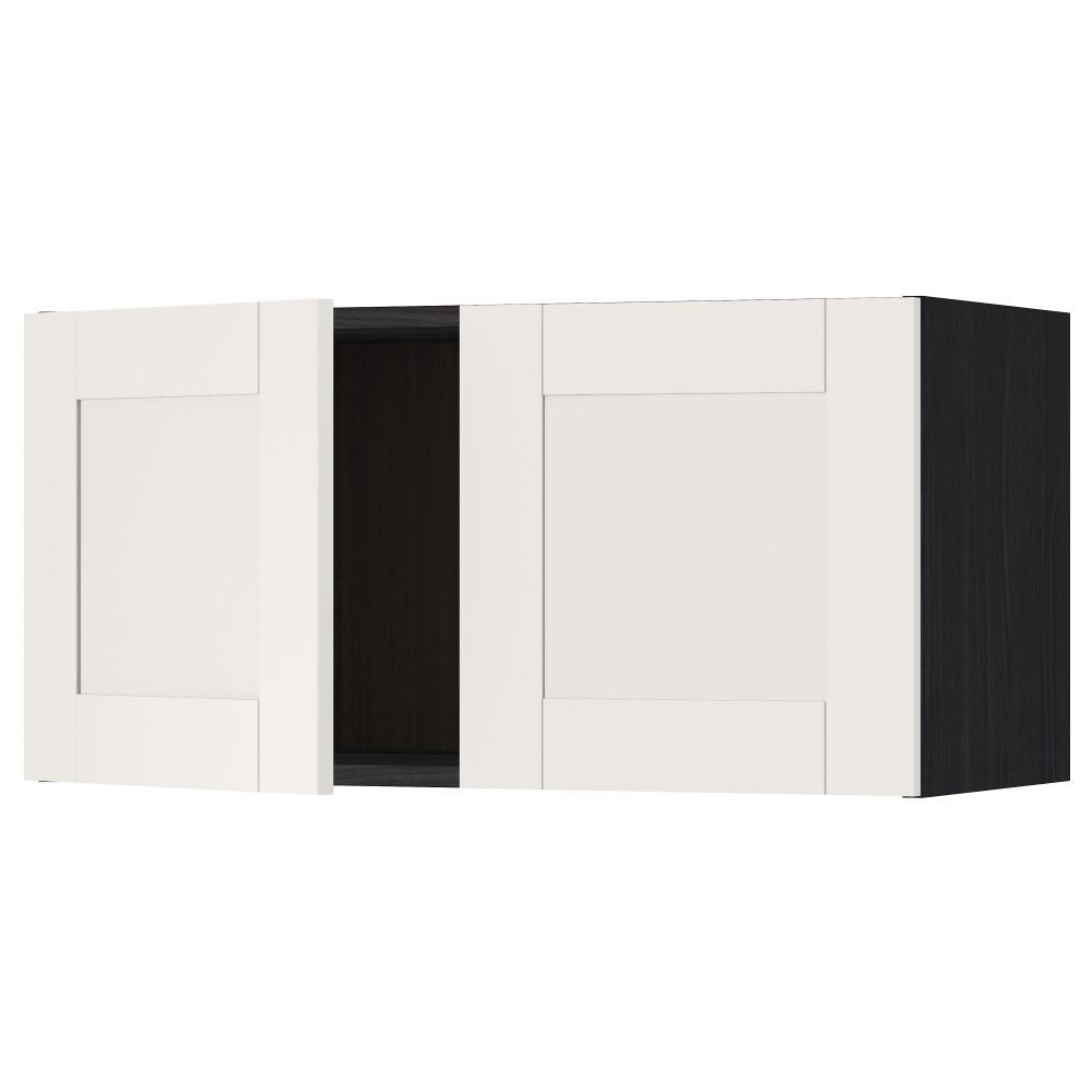 Навесной шкаф с 2 дверями МЕТОД, черный, Сэведаль белый (80x40 см) - схема-чертеж с размерами