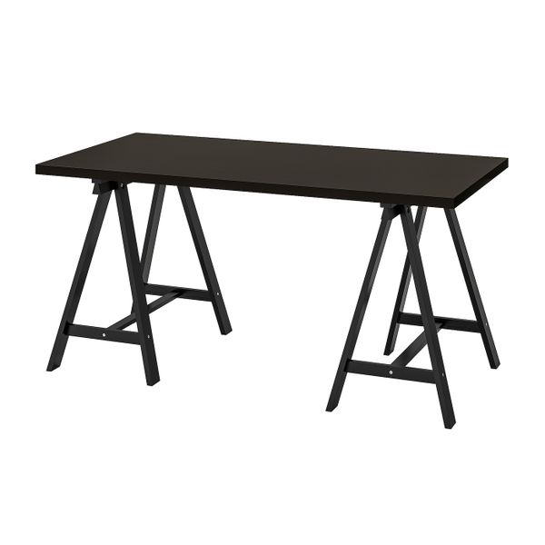 Стол, черно-коричневый/черный 150x75 см IKEA LINNMON ЛИННМОН / ODDVALD ОДВАЛЬД 392.795.72 - фото 1