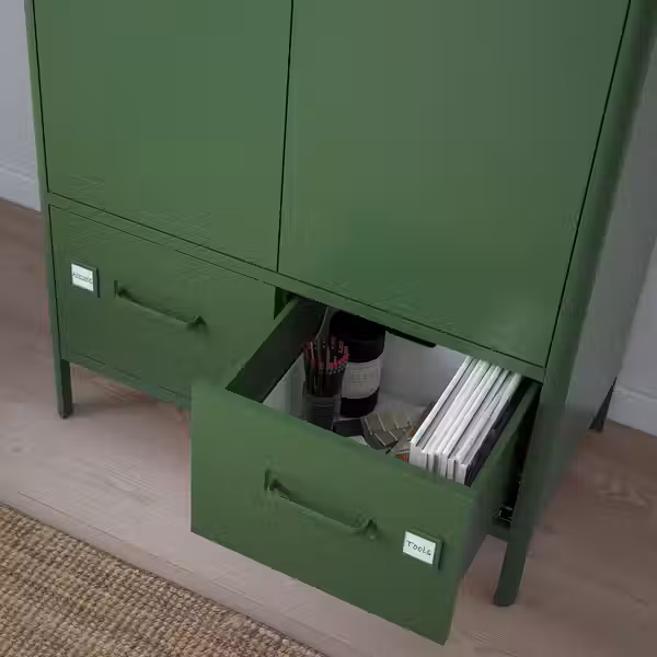 IDÅSEN Шкаф с дверцами и ящиками - темно-зеленый 80x47x119 см - фото 9
