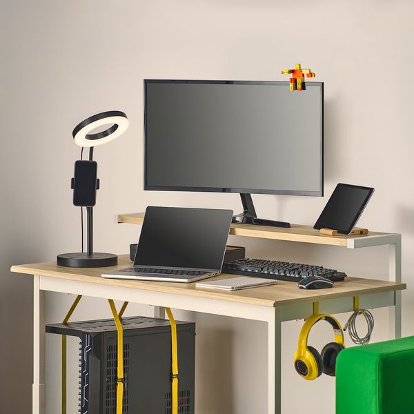 UTVISNING Геймерский стол с полкой - под ясень/белый 120x60 см - фото 5