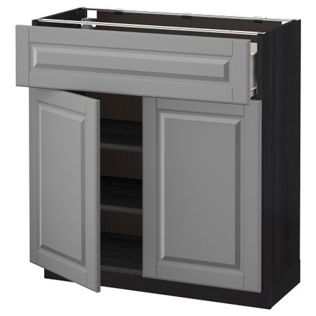 Напольный шкаф + ящик, 2 дверцы МЕТОД / ФОРВАРА, черный, Будбин серый