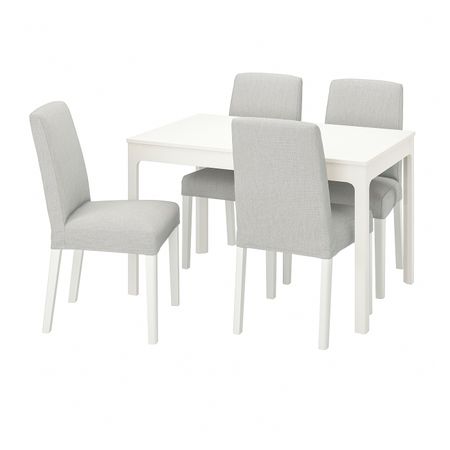 Стол и 4 стула, белый/Оррста светло-серый, белый 120/180 см IKEA EKEDALEN ЭКЕДАЛЕН / BERGMUND БЕРГМУНД 994.082.17