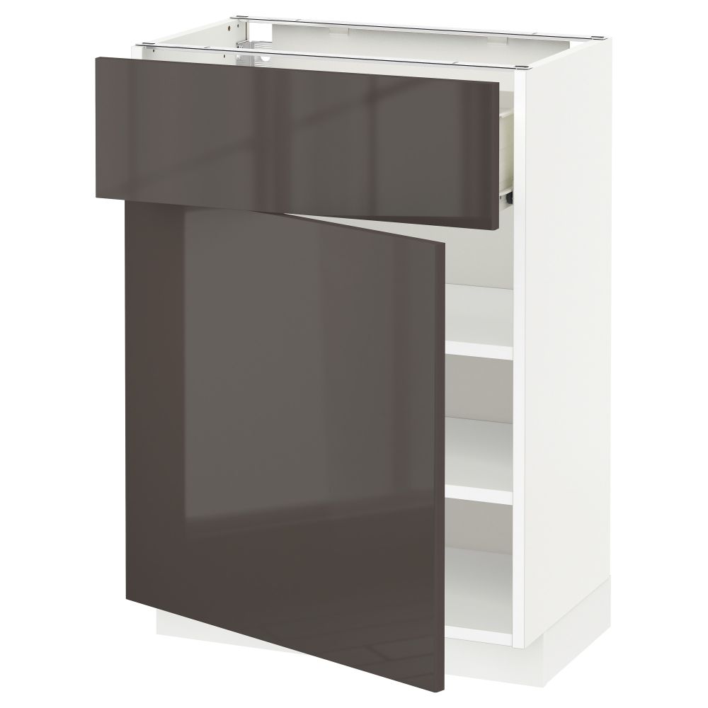 Напольный шкаф с ящиком, дверью МЕТОД / ФОРВАРА, белый, Рингульт серый - схема-чертеж с размерами