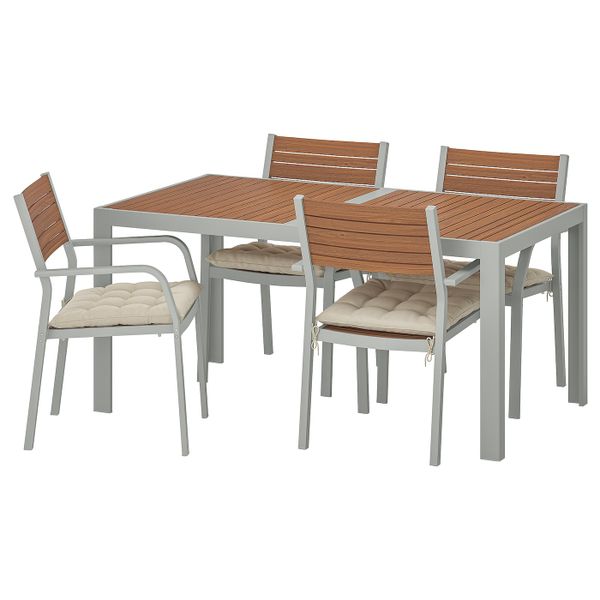 Стол + 4 кресла, для/сада, светло-коричневый/Холло бежевый 156x90 см IKEA ШЭЛЛАНД 192.926.59 - схема-чертеж с размерами