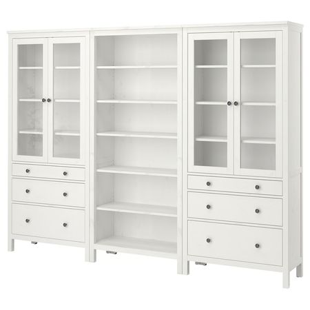 HEMNES Комб для хран с дверц/ящ - белая морилка 270x197 см