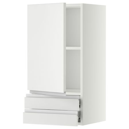 Навесной шкаф с дверцей, 2 ящика МЕТОД / ФОРВАРА, белый, Нодста белый
