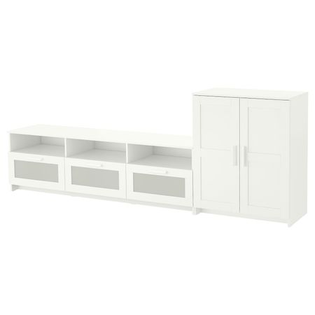 Шкаф для ТВ, комбинация, белый 258x41x95 см IKEA BRIMNES БРИМНЭС 092.782.15