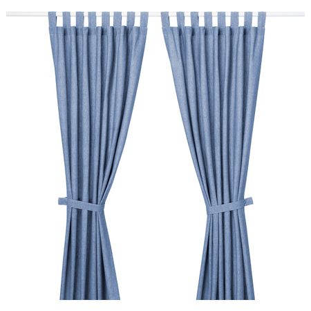 Гардины с прихватом, 2 шт., ярко-синий 140x300 см IKEA LENDA ЛЕНДА 803.961.82