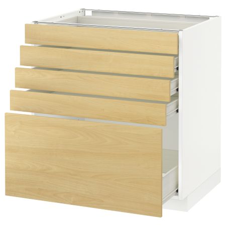 Напольный шкаф с 5 ящиками МЕТОД / ФОРВАРА, белый, Тингсрид береза